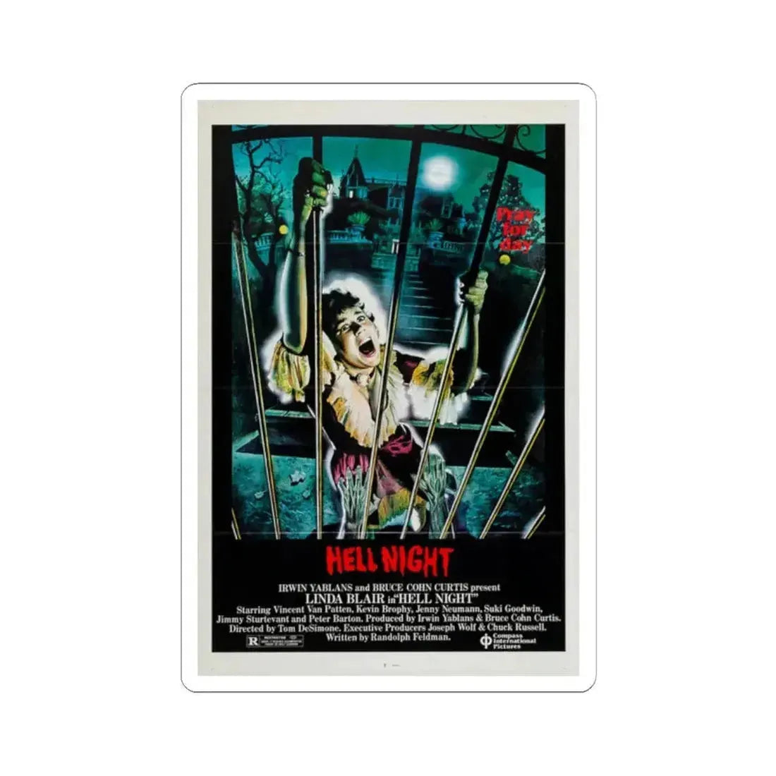 Hell Night 1981 Movie Poster - STICKER Vinyl Kiss-Cut Decal 2 Inch White - The Sticker Space