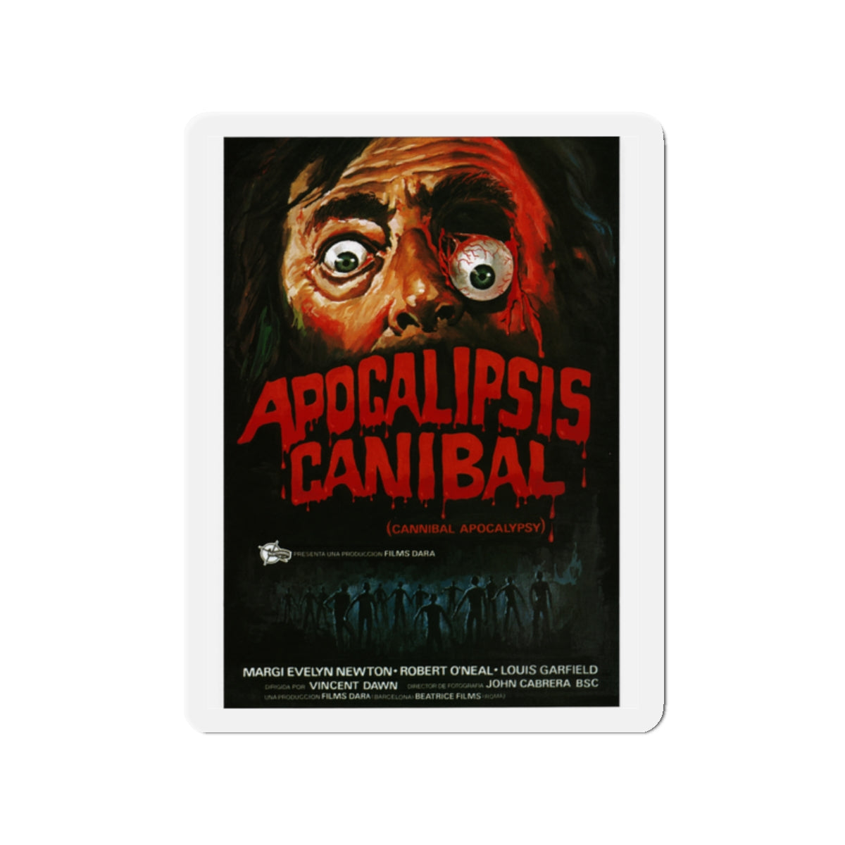 HELL OF THE LIVING DEAD (SPAIN) 1980 Movie Poster - Die-Cut Magnet-2" x 2"-The Sticker Space