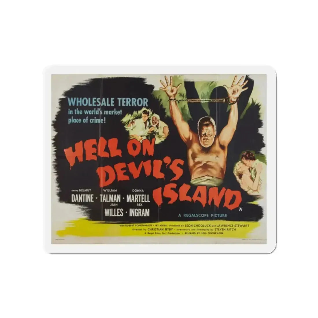 HELL ON DEVIL'S ISLAND 1957 Movie Poster - Refrigerator Magnet 2 Inch - The Sticker Space