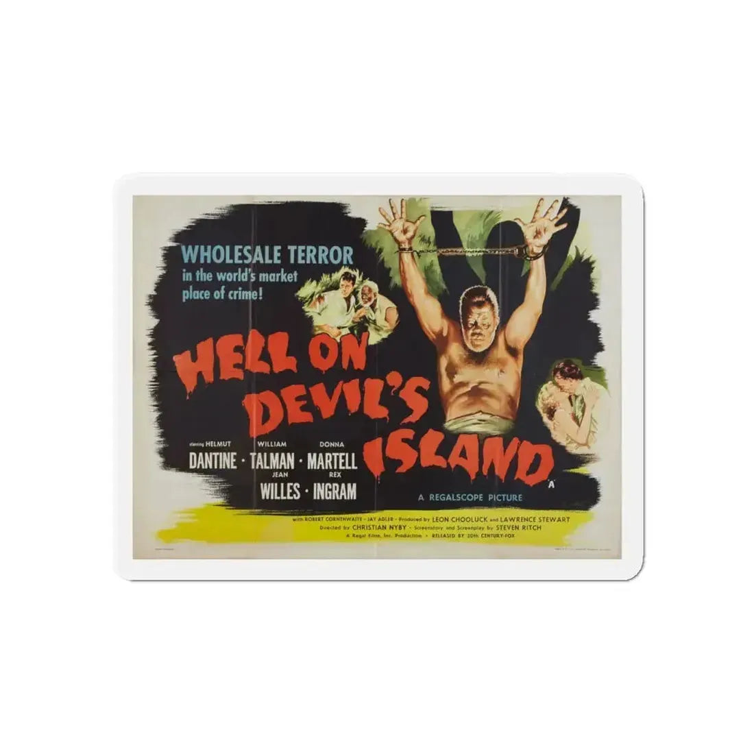 HELL ON DEVIL'S ISLAND 1957 Movie Poster - Refrigerator Magnet 6 Inch - The Sticker Space