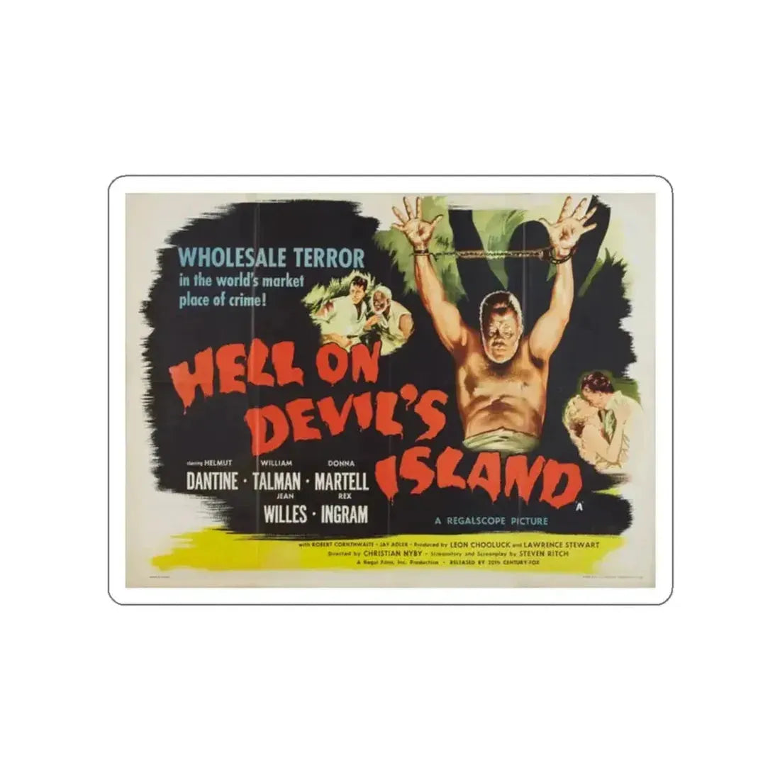 HELL ON DEVIL'S ISLAND 1957 Movie Poster STICKER Vinyl Die-Cut Decal - The Sticker Space
