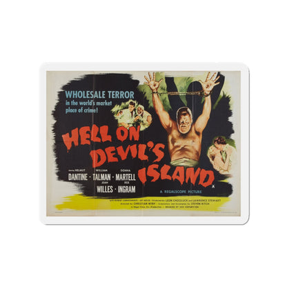 HELL ON DEVIL'S ISLAND 1957 Movie Poster - Die-Cut Magnet-3" x 3"-The Sticker Space