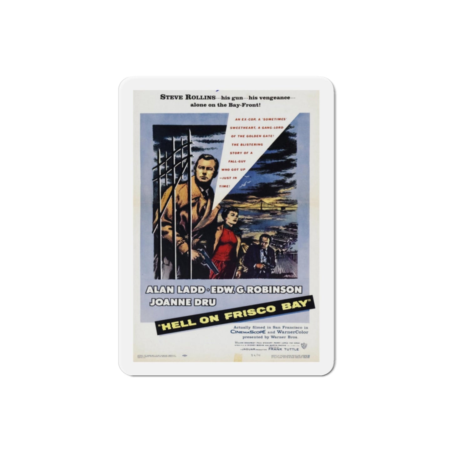 Hell on Frisco Bay 1955 Movie Poster Die-Cut Magnet-2 Inch-The Sticker Space