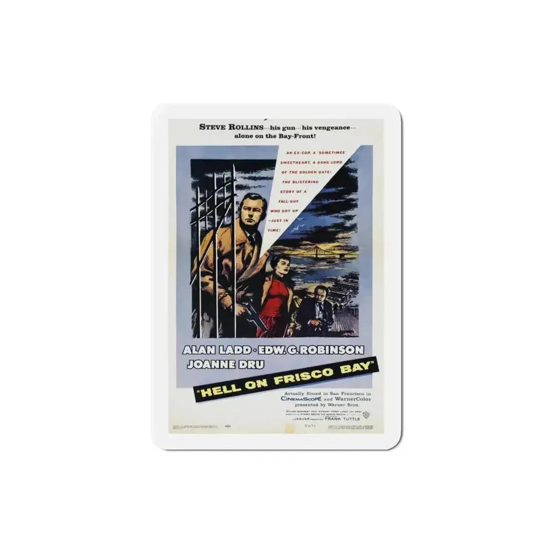 Hell on Frisco Bay 1955 Movie Poster Refrigerator Magnet 3 Inch - The Sticker Space