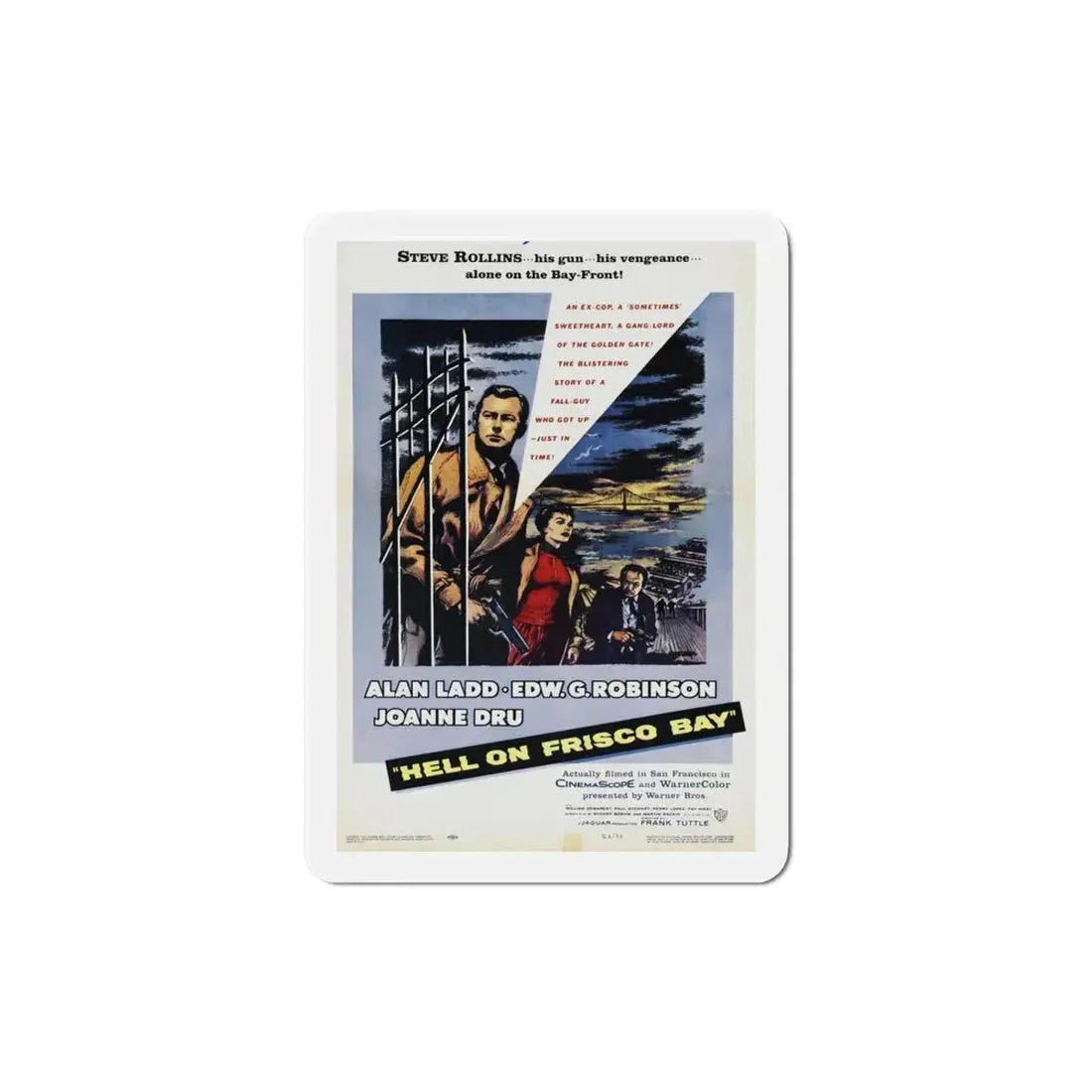 Hell on Frisco Bay 1955 Movie Poster Refrigerator Magnet 4 Inch - The Sticker Space