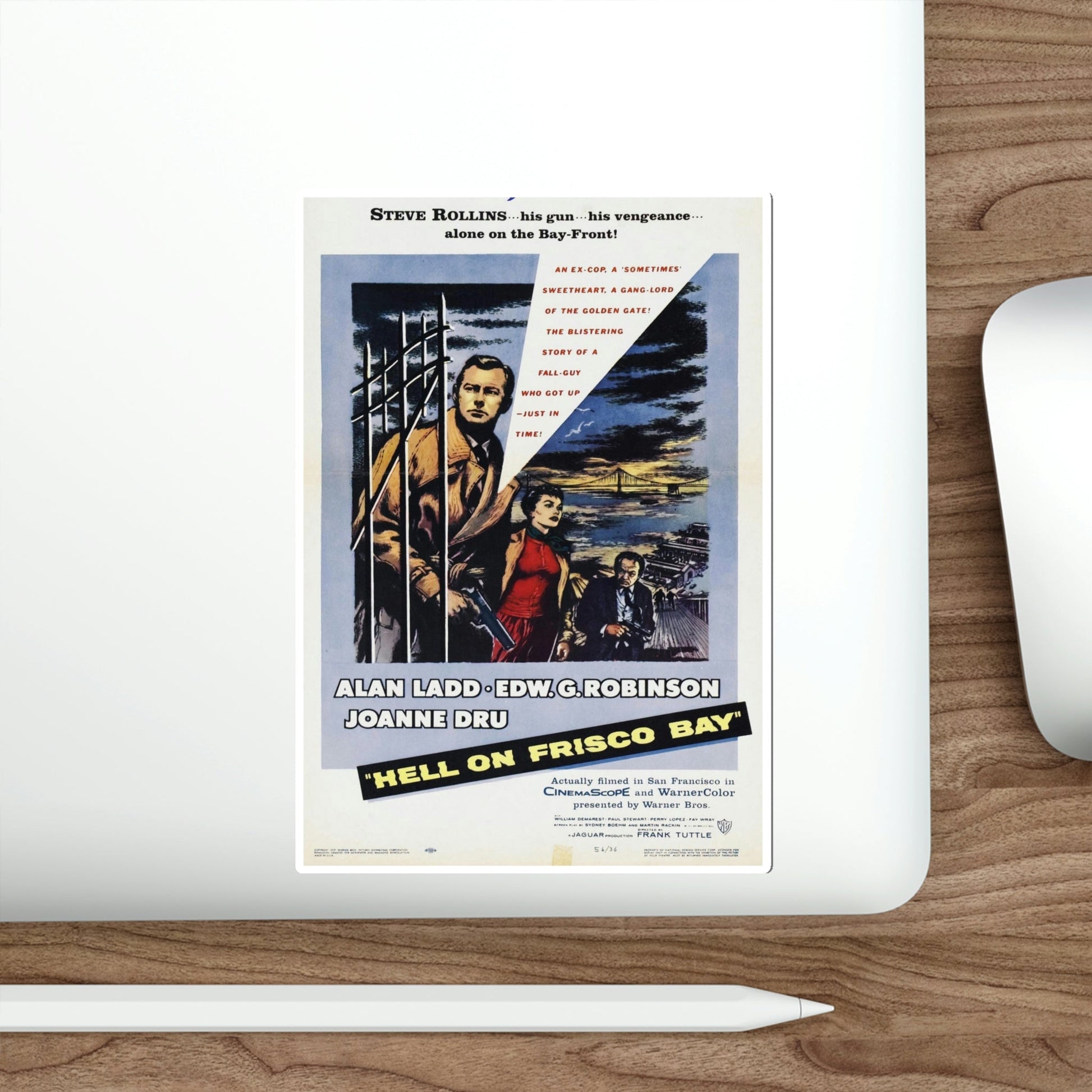 Hell on Frisco Bay 1955 Movie Poster STICKER Vinyl Die-Cut Decal-The Sticker Space