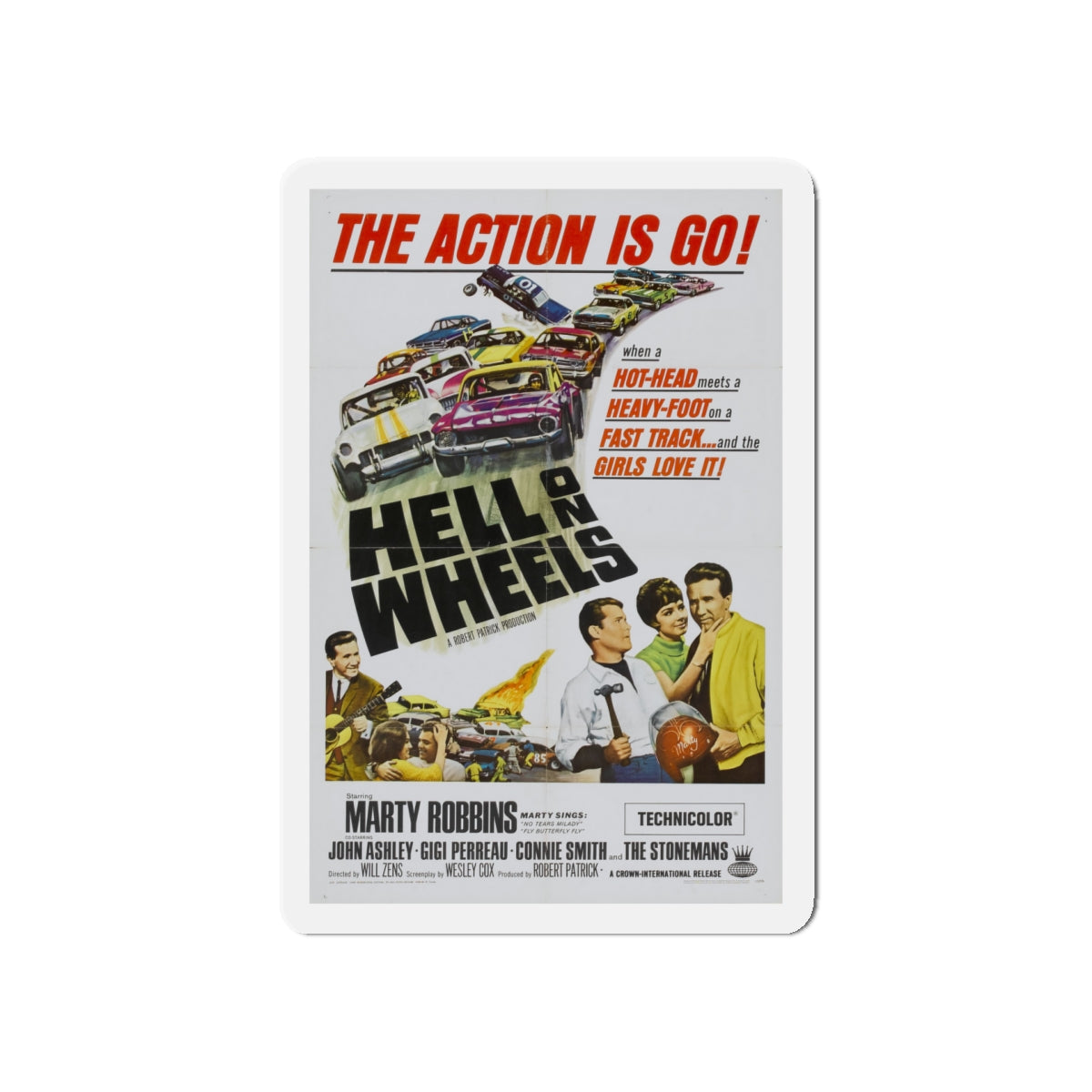 HELL ON WHEELS 1967 Movie Poster - Die-Cut Magnet-5" x 5"-The Sticker Space