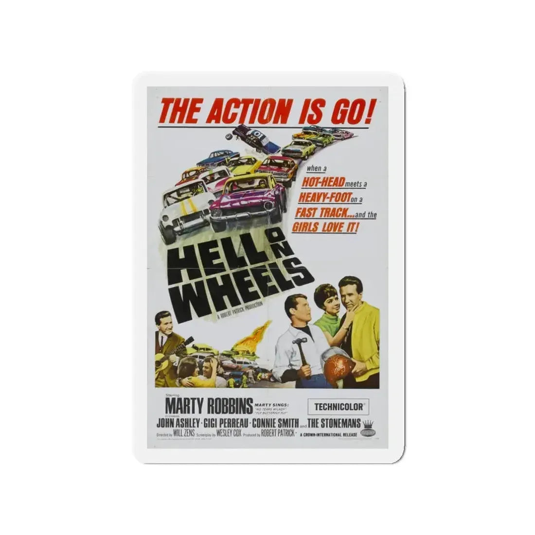 HELL ON WHEELS 1967 Movie Poster - Refrigerator Magnet 3 Inch - The Sticker Space