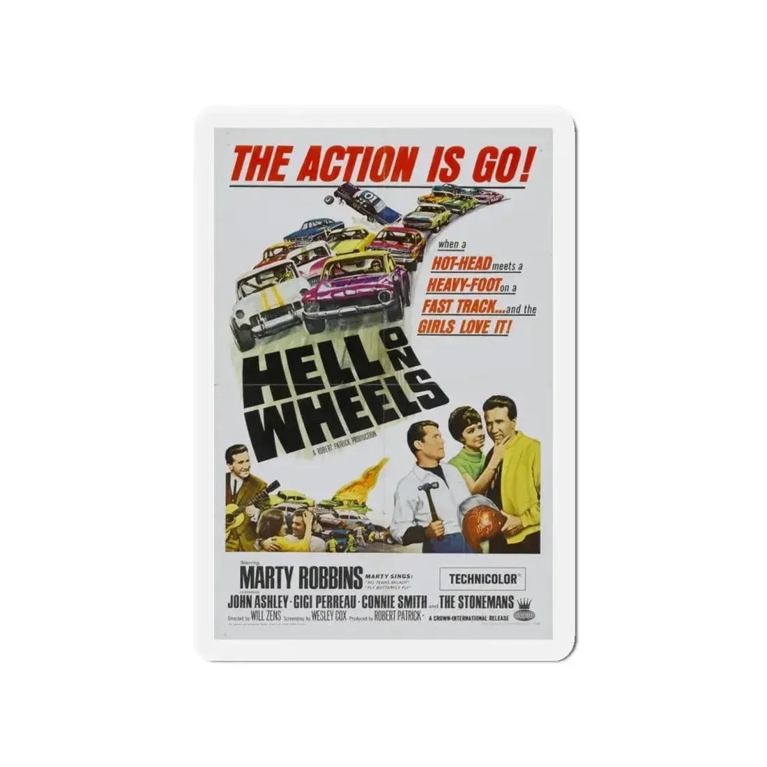 HELL ON WHEELS 1967 Movie Poster - Refrigerator Magnet 4 Inch - The Sticker Space