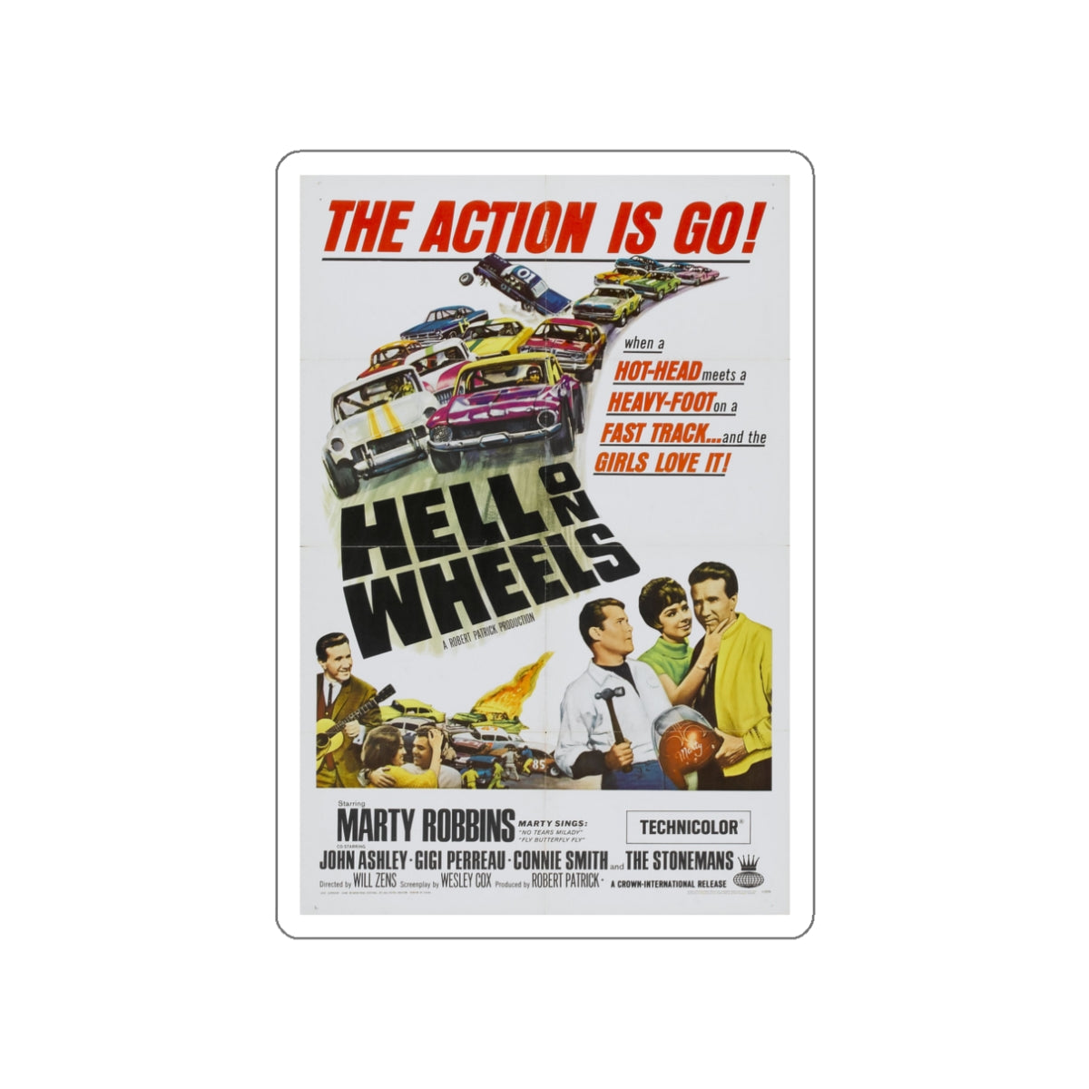 HELL ON WHEELS 1967 Movie Poster STICKER Vinyl Die-Cut Decal-3 Inch-The Sticker Space