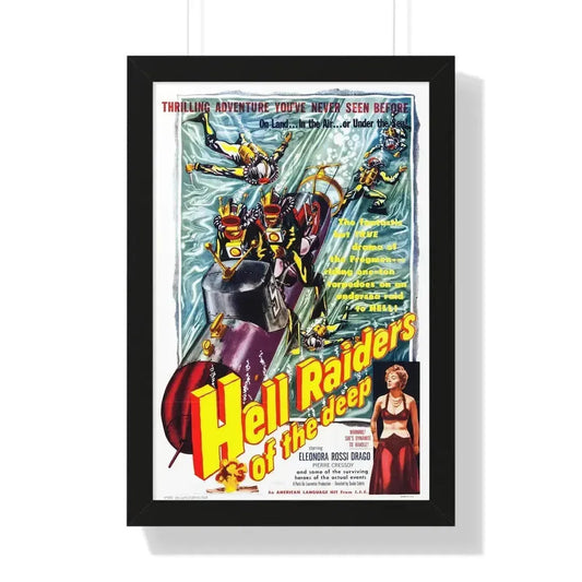 HELL RAIDERS OF THE DEEP 1953 - Framed Movie Poster 16″ x 24″ Black - The Sticker Space