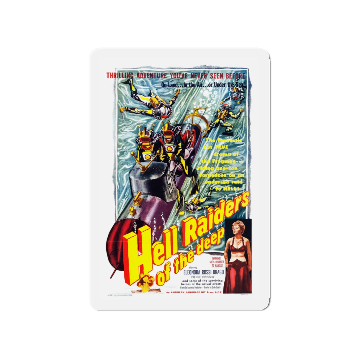 HELL RAIDERS OF THE DEEP 1953 Movie Poster - Die-Cut Magnet-3" x 3"-The Sticker Space