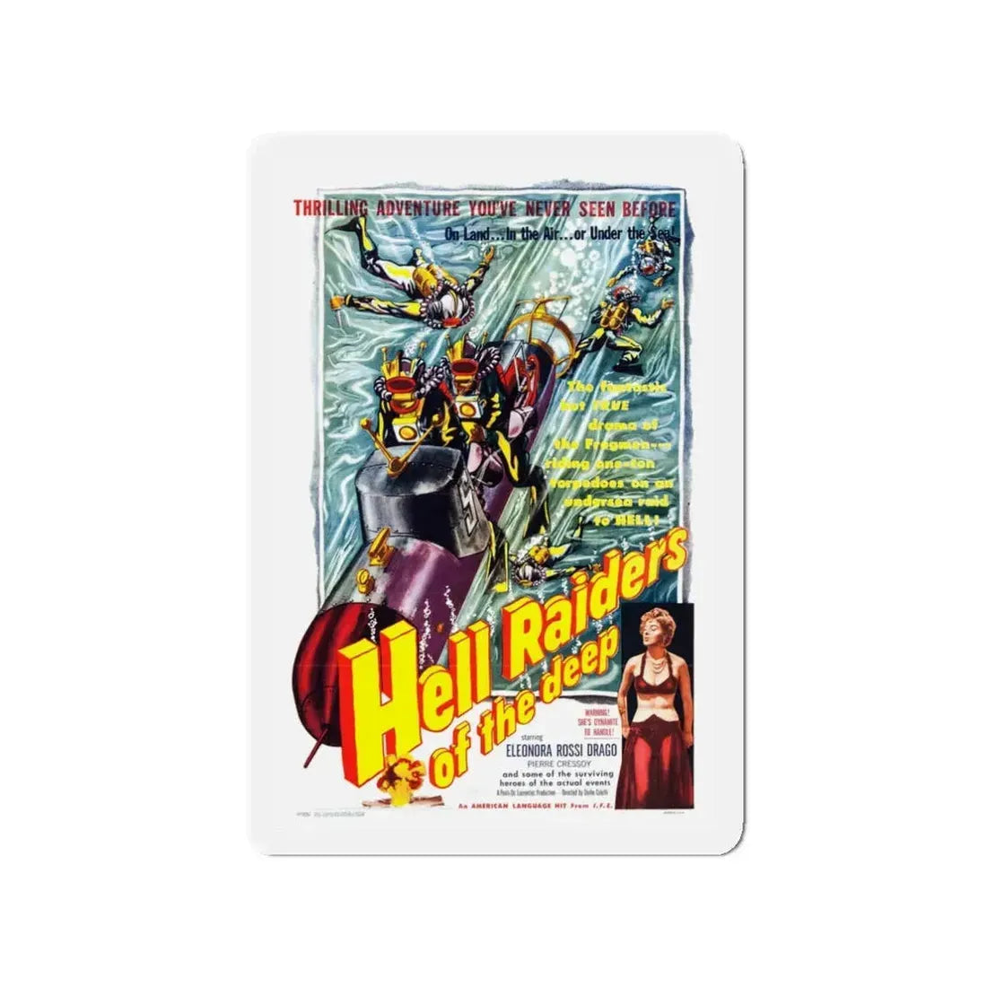 HELL RAIDERS OF THE DEEP 1953 Movie Poster - Refrigerator Magnet 3 Inch - The Sticker Space