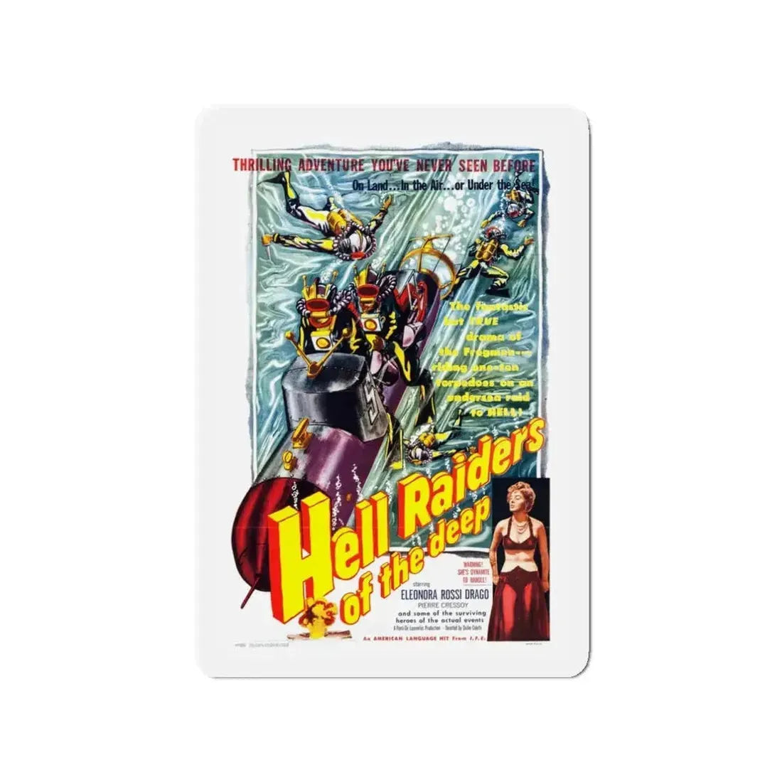 HELL RAIDERS OF THE DEEP 1953 Movie Poster - Refrigerator Magnet - The Sticker Space