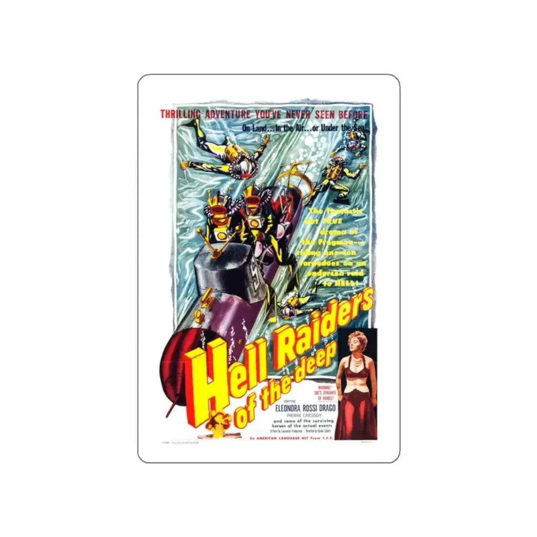 HELL RAIDERS OF THE DEEP 1953 Movie Poster STICKER Vinyl Die-Cut Decal - The Sticker Space