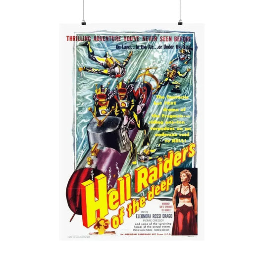 HELL RAIDERS OF THE DEEP 1953 - Paper Movie Poster 24″ x 36″ Matte - The Sticker Space