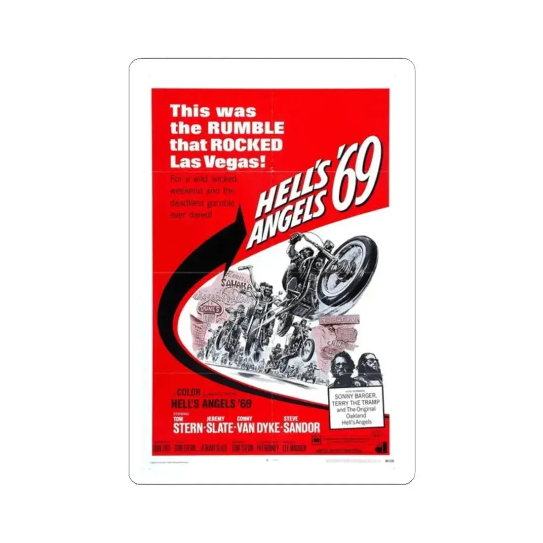HELL'S ANGELS '69 1969 Movie Poster - STICKER Vinyl Kiss-Cut Decal 2 Inch White - The Sticker Space