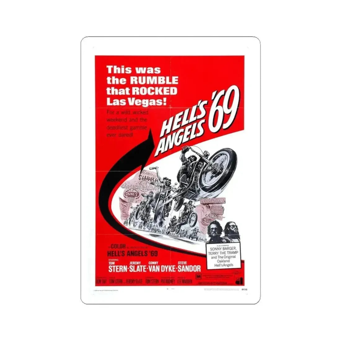 HELL'S ANGELS '69 1969 Movie Poster - STICKER Vinyl Kiss-Cut Decal 3 Inch White - The Sticker Space