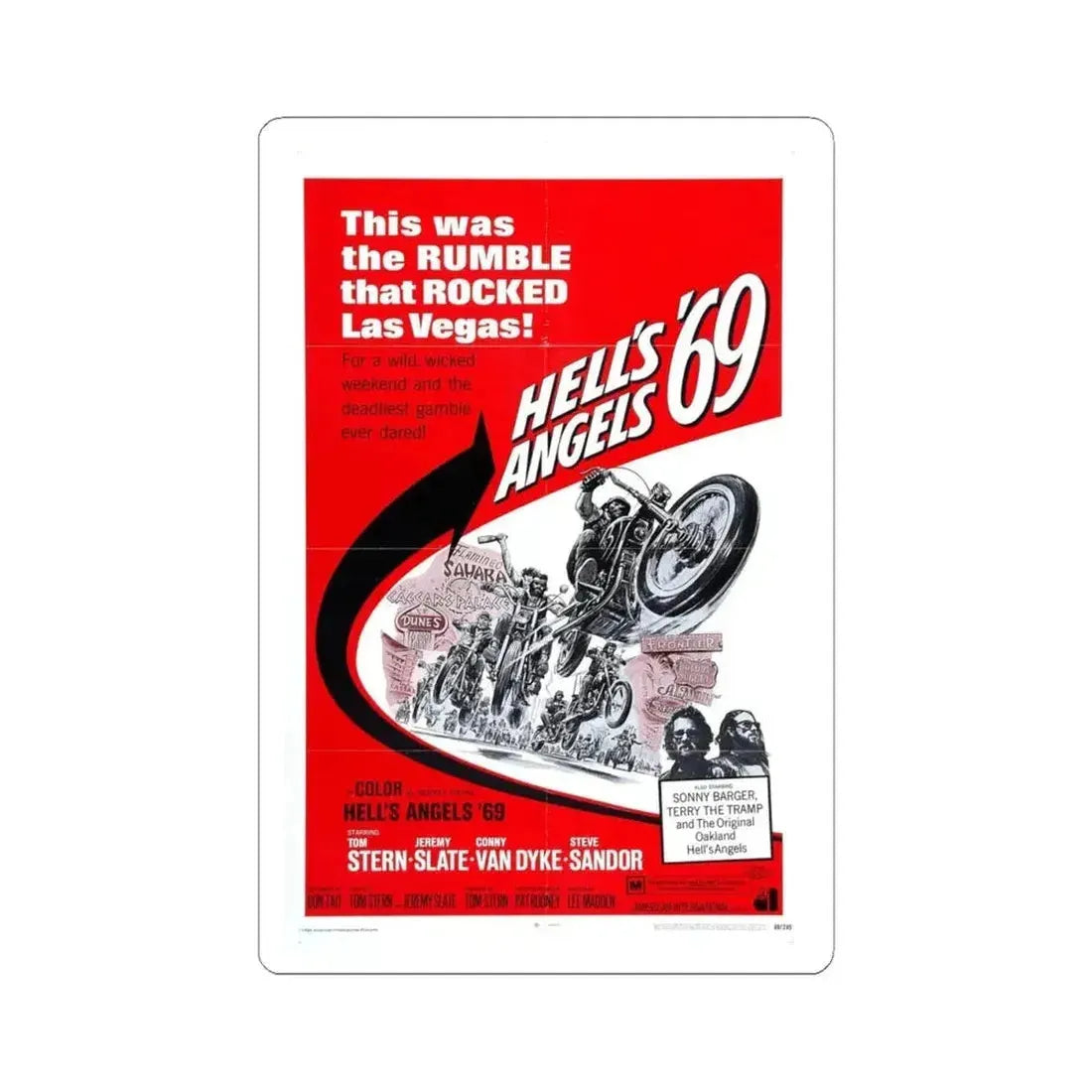 HELL'S ANGELS '69 1969 Movie Poster - STICKER Vinyl Kiss-Cut Decal 4 Inch White - The Sticker Space