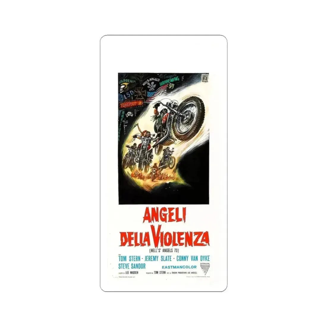 HELL'S ANGELS '69 (ITALIAN) 1969 Movie Poster - STICKER Vinyl Kiss-Cut Decal 6 Inch White - The Sticker Space