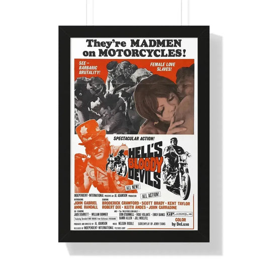 HELL'S BLOODY DEVILS 1970 - Framed Movie Poster 16″ x 24″ Black - The Sticker Space