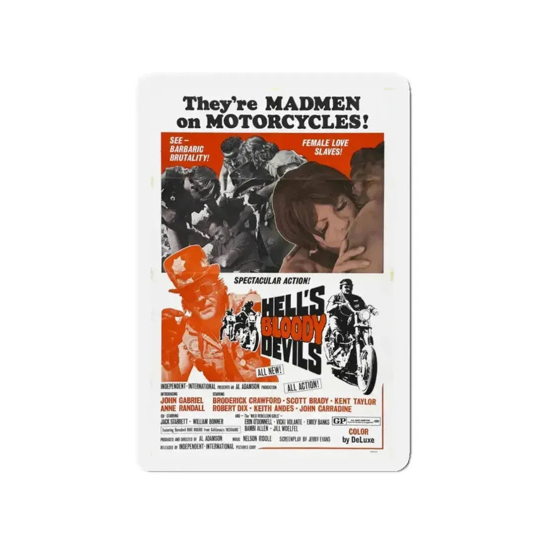 HELL'S BLOODY DEVILS 1970 Movie Poster - Refrigerator Magnet - The Sticker Space