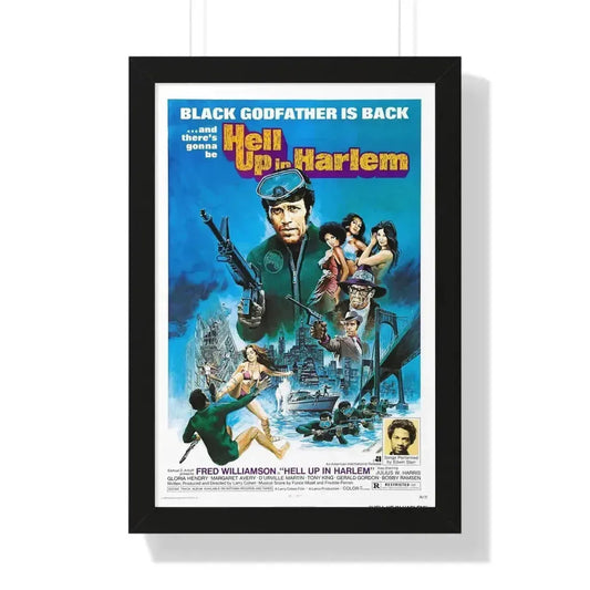 HELL UP IN HARLEM 1973 - Framed Movie Poster 16″ x 24″ Black - The Sticker Space