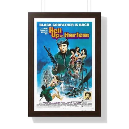 HELL UP IN HARLEM 1973 - Framed Movie Poster 16″ x 24″ Walnut - The Sticker Space