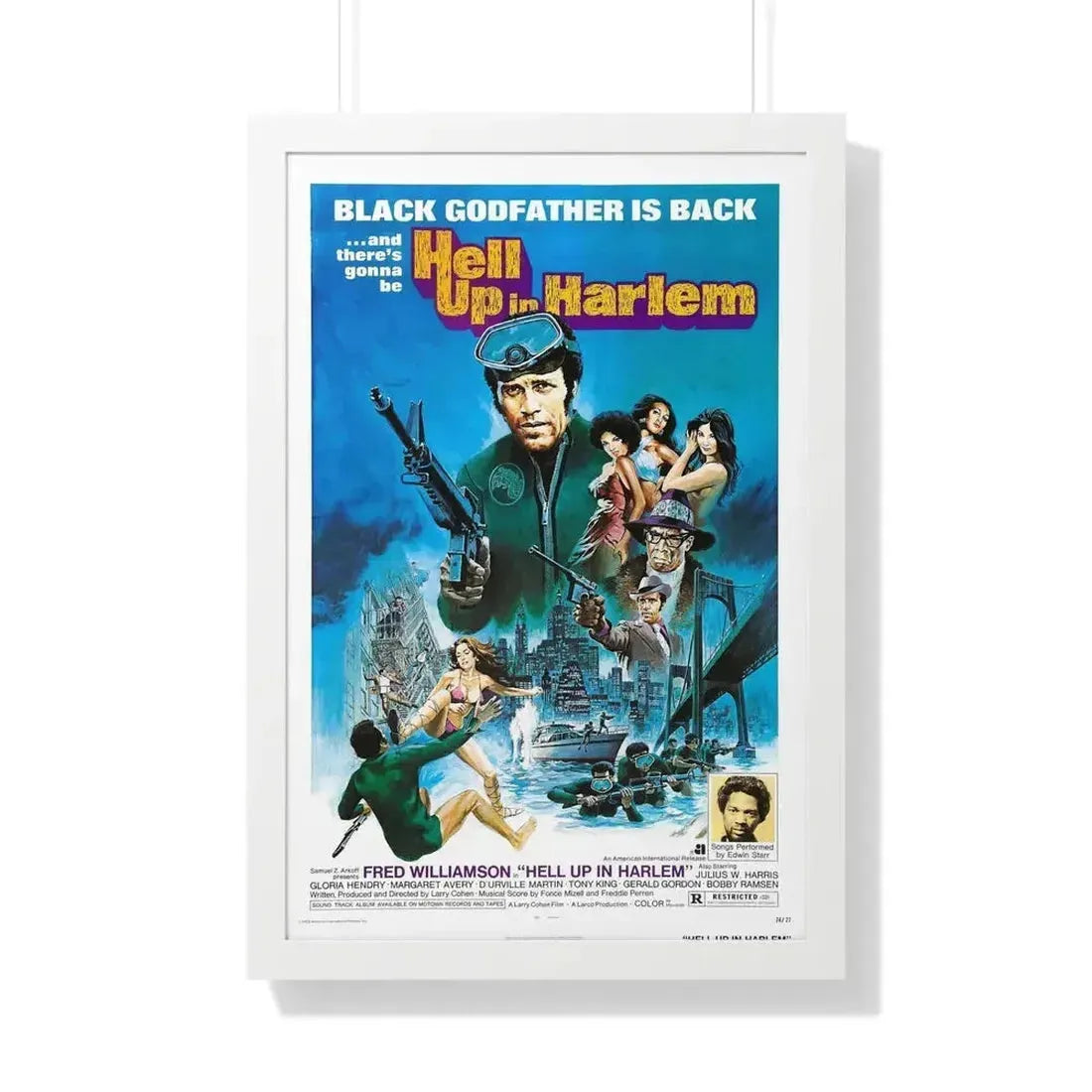 HELL UP IN HARLEM 1973 - Framed Movie Poster 20" x 30" White - The Sticker Space