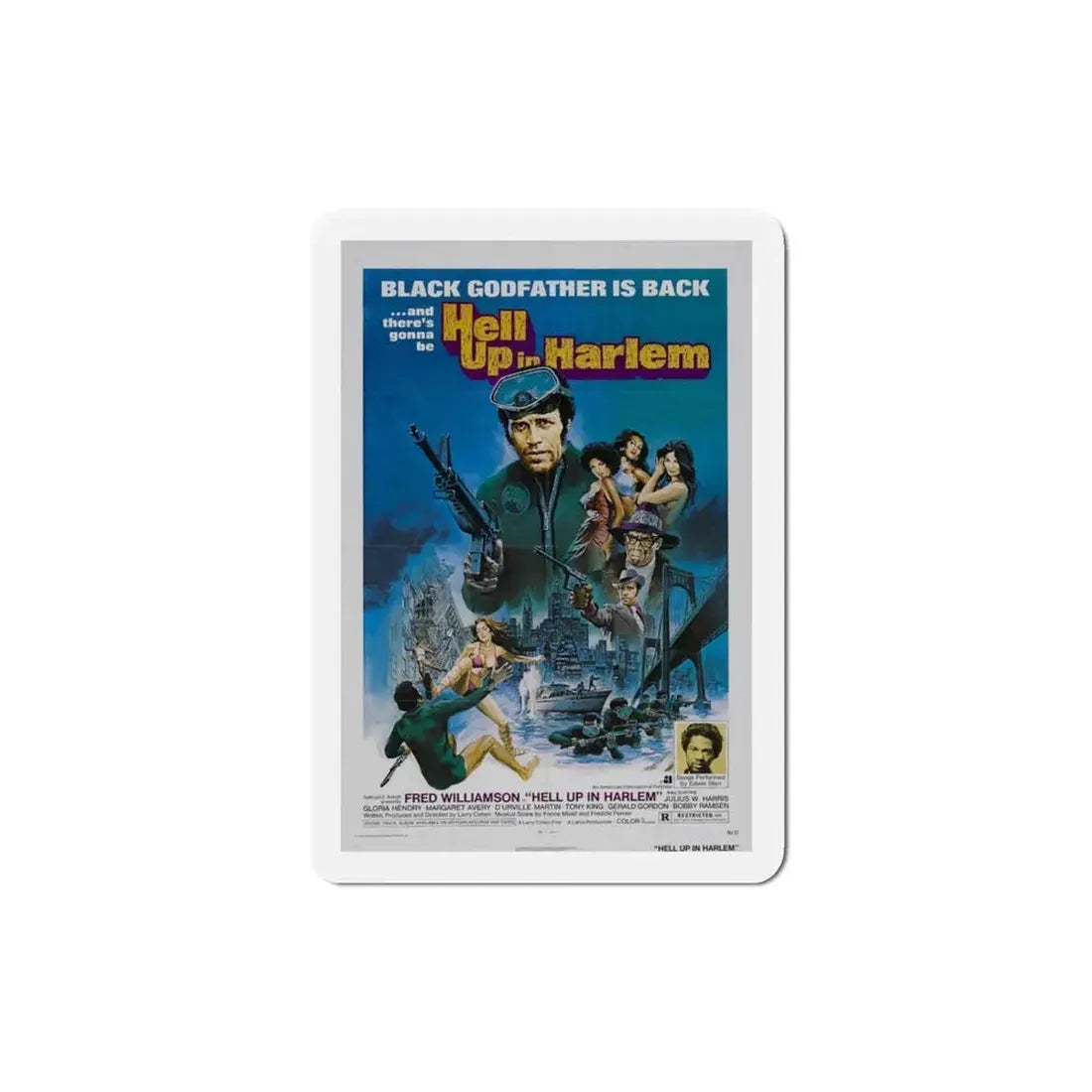 Hell Up in Harlem 1973 Movie Poster Refrigerator Magnet 3 Inch - The Sticker Space