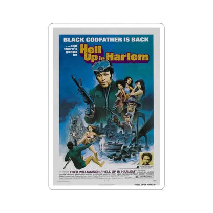 Hell Up in Harlem 1973 Movie Poster - STICKER Vinyl Kiss-Cut Decal 2 Inch White - The Sticker Space