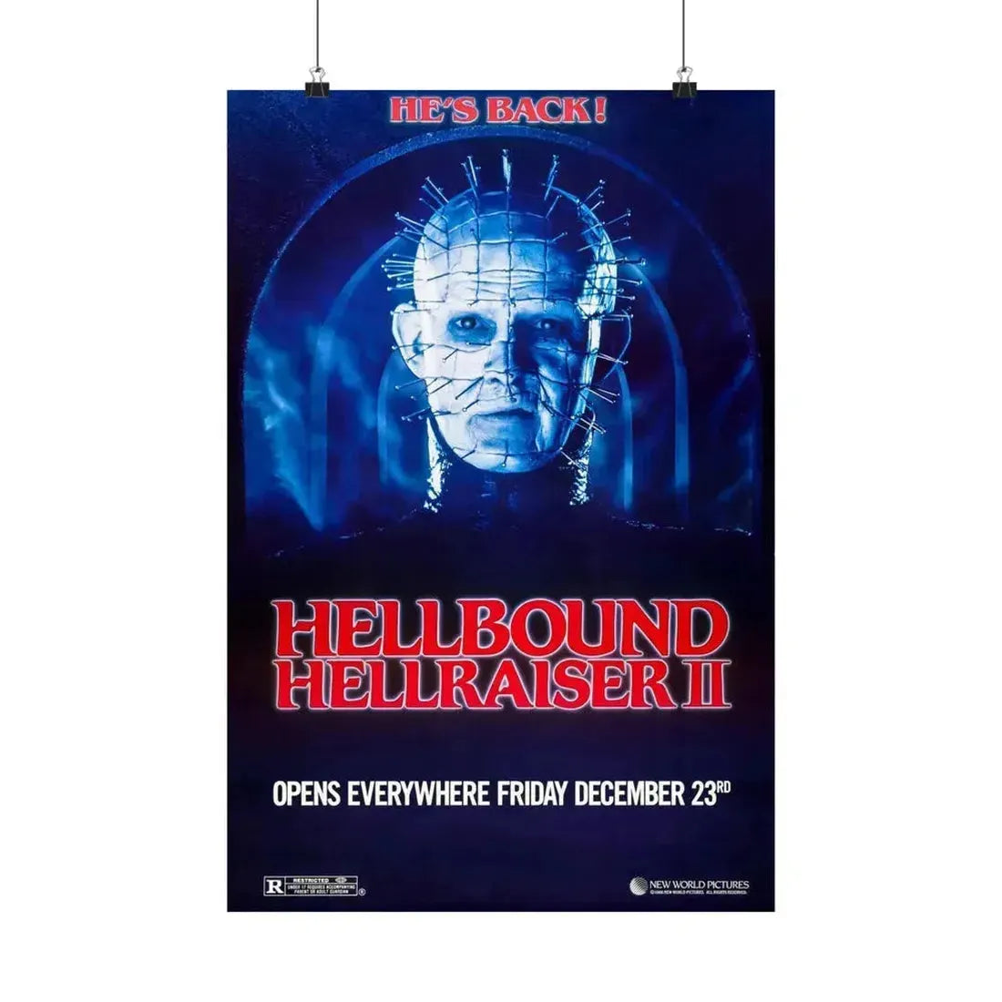 HELLBOUND - HELLRAISER II (TEASER) 1988 - Paper Movie Poster 16″ x 24″ Matte - The Sticker Space