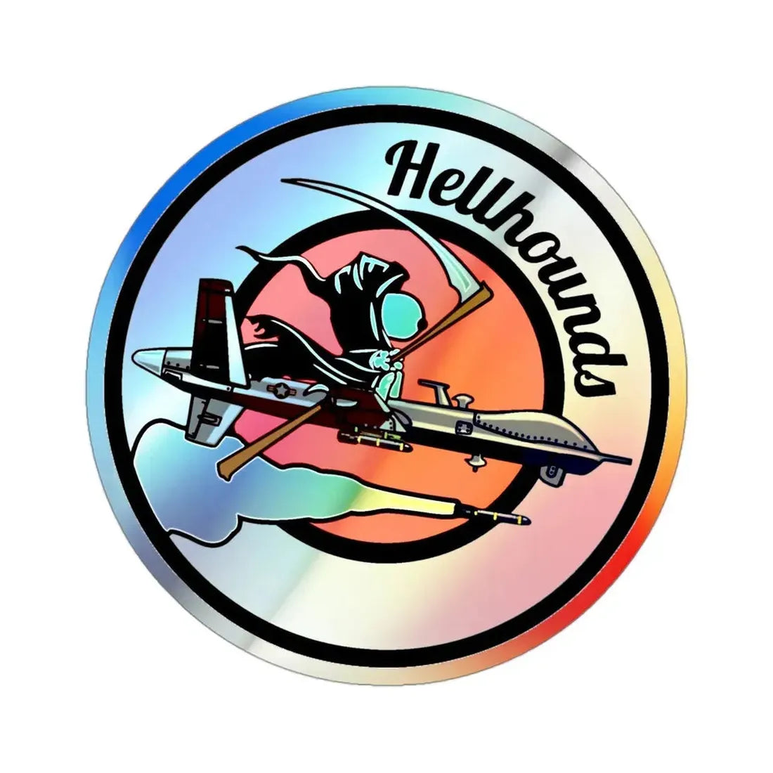 Hellbound Snoopy 20th ASq (U.S. Air Force) Holographic STICKER Die-Cut Vinyl Decal 3 Inch Holographic - The Sticker Space