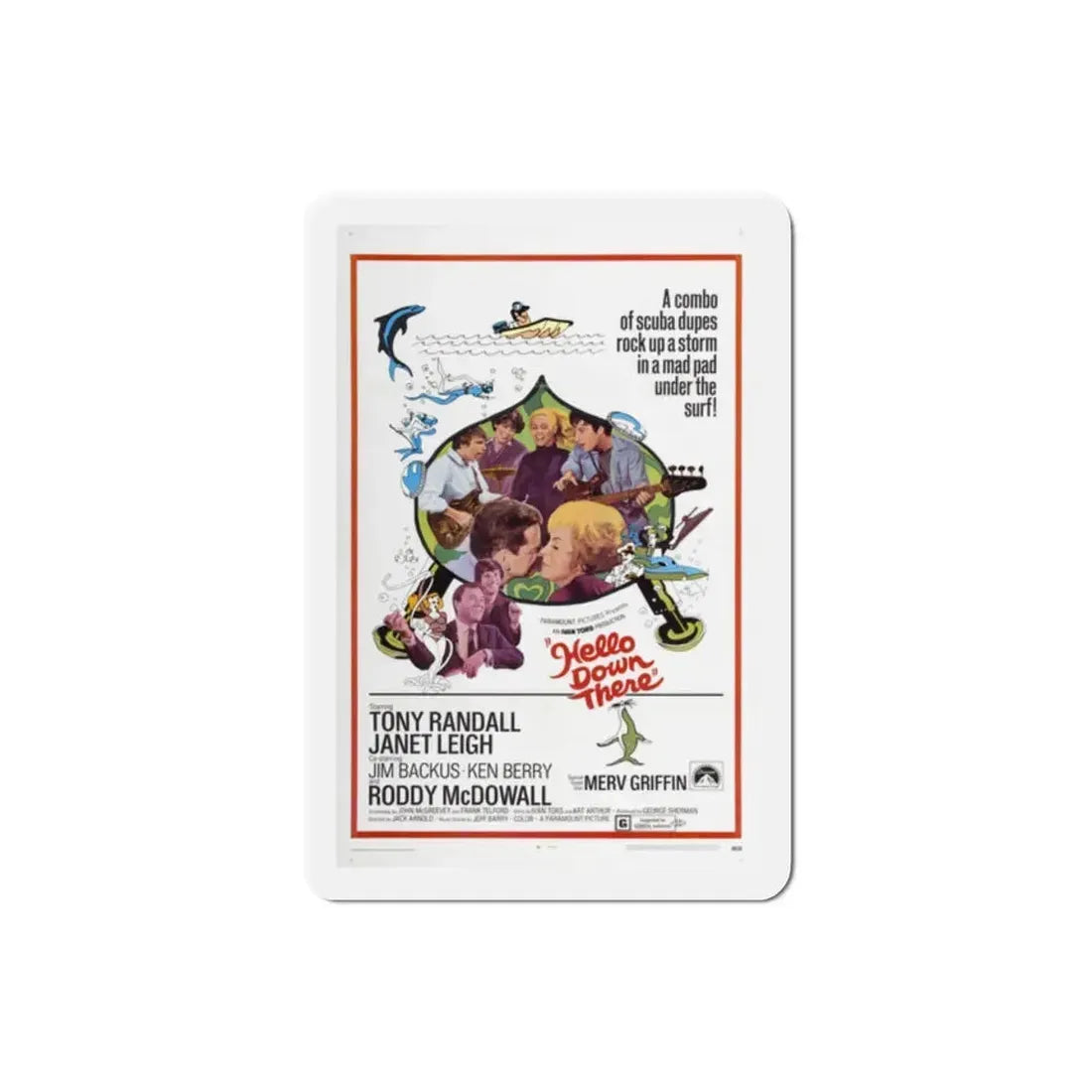 Hello Down There 1969 Movie Poster Refrigerator Magnet 2 Inch - The Sticker Space