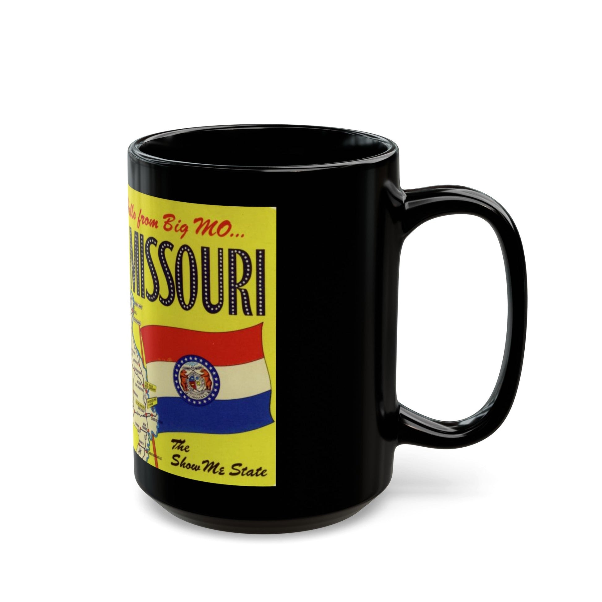 Hello from big MO Missouri (Greeting Postcards) Black Coffee Mug-The Sticker Space