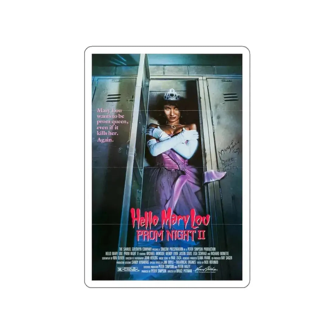 HELLO MARY LOU PROM NIGHT II 1987 Movie Poster STICKER Vinyl Die-Cut Decal 5 Inch - The Sticker Space