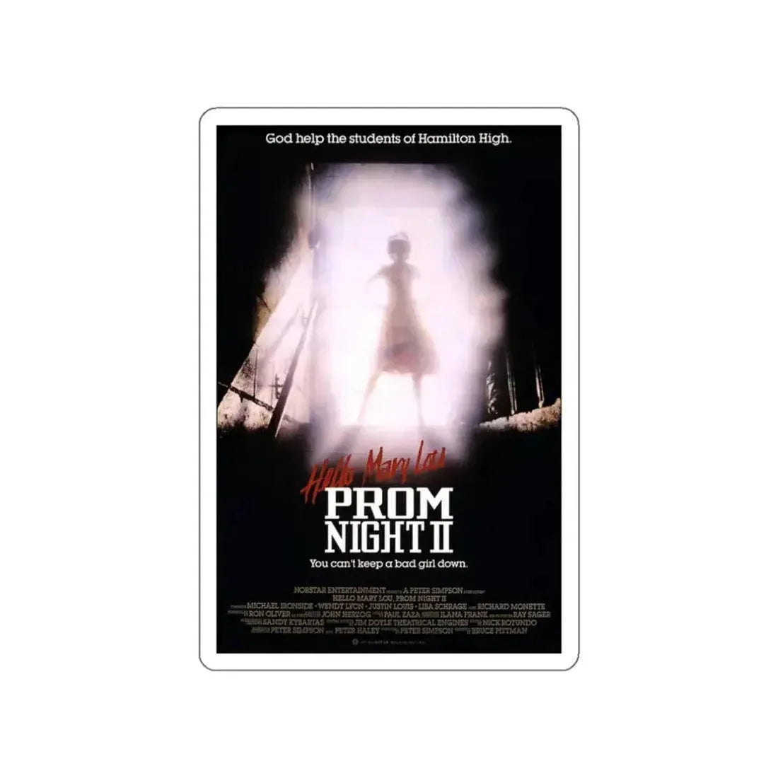 HELLO MARY LOU PROM NIGHT II (2) 1987 Movie Poster STICKER Vinyl Die-Cut Decal - The Sticker Space