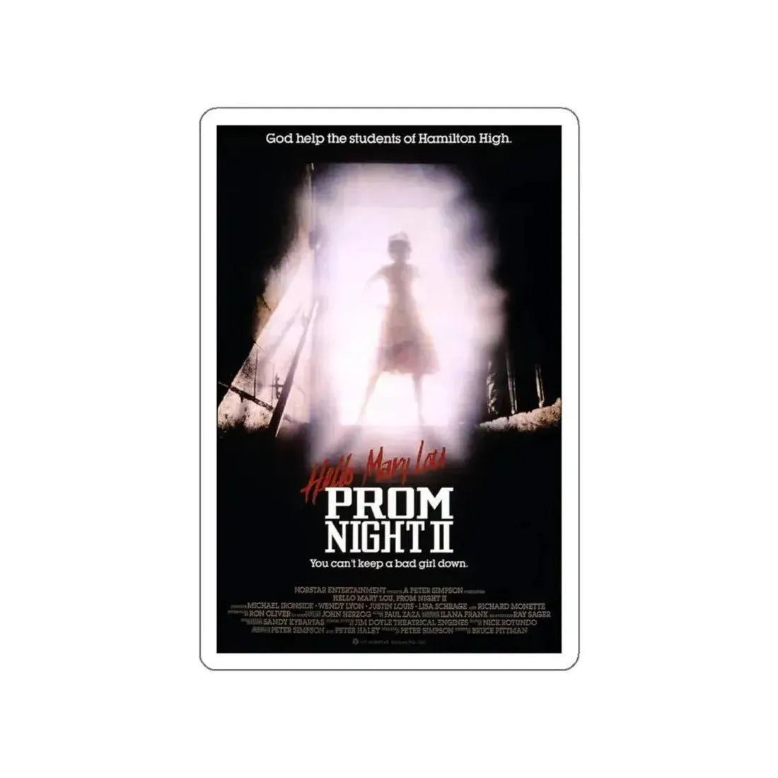 HELLO MARY LOU PROM NIGHT II (2) 1987 Movie Poster STICKER Vinyl Die-Cut Decal - The Sticker Space