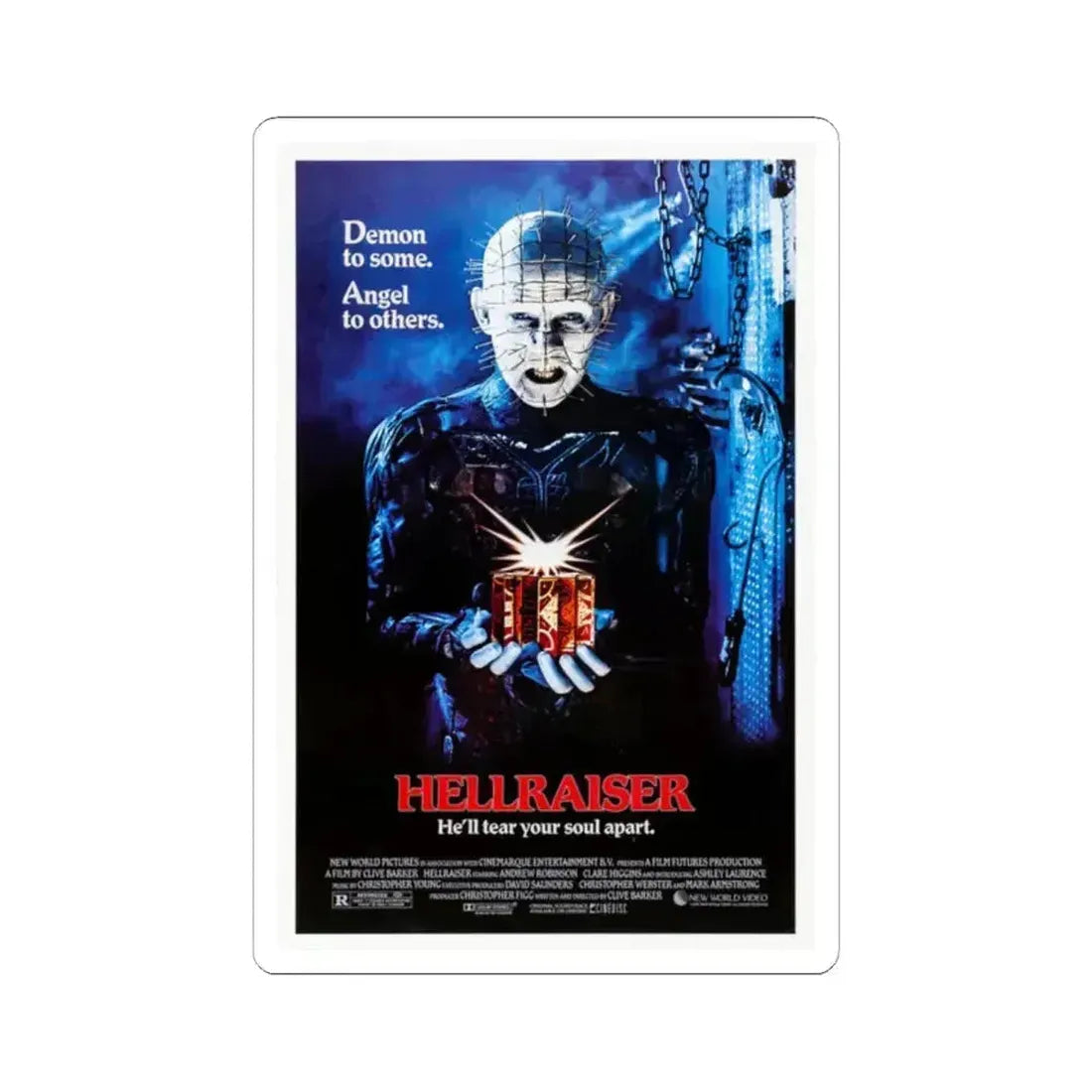Hellraiser 1987 Movie Poster - STICKER Vinyl Kiss-Cut Decal 2 Inch White - The Sticker Space