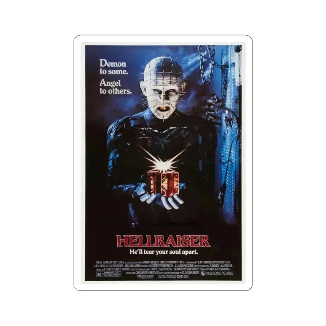 HELLRAISER 1987 Movie Poster - STICKER Vinyl Kiss-Cut Decal 6 Inch White - The Sticker Space
