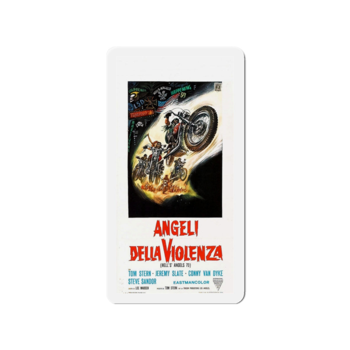 HELL'S ANGELS '69 (ITALIAN) 1969 Movie Poster - Die-Cut Magnet-2" x 2"-The Sticker Space