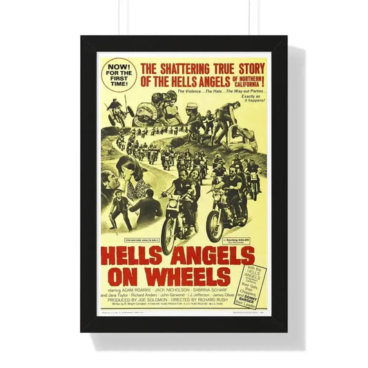 HELLS ANGELS ON WHEELS 1967 - Framed Movie Poster 16″ x 24″ Black - The Sticker Space