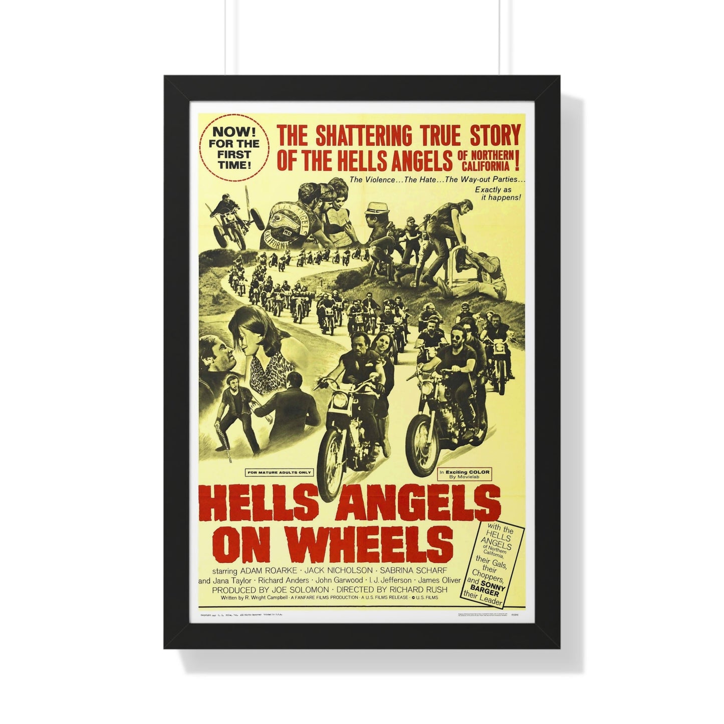 HELLS ANGELS ON WHEELS 1967 - Framed Movie Poster-20" x 30"-The Sticker Space