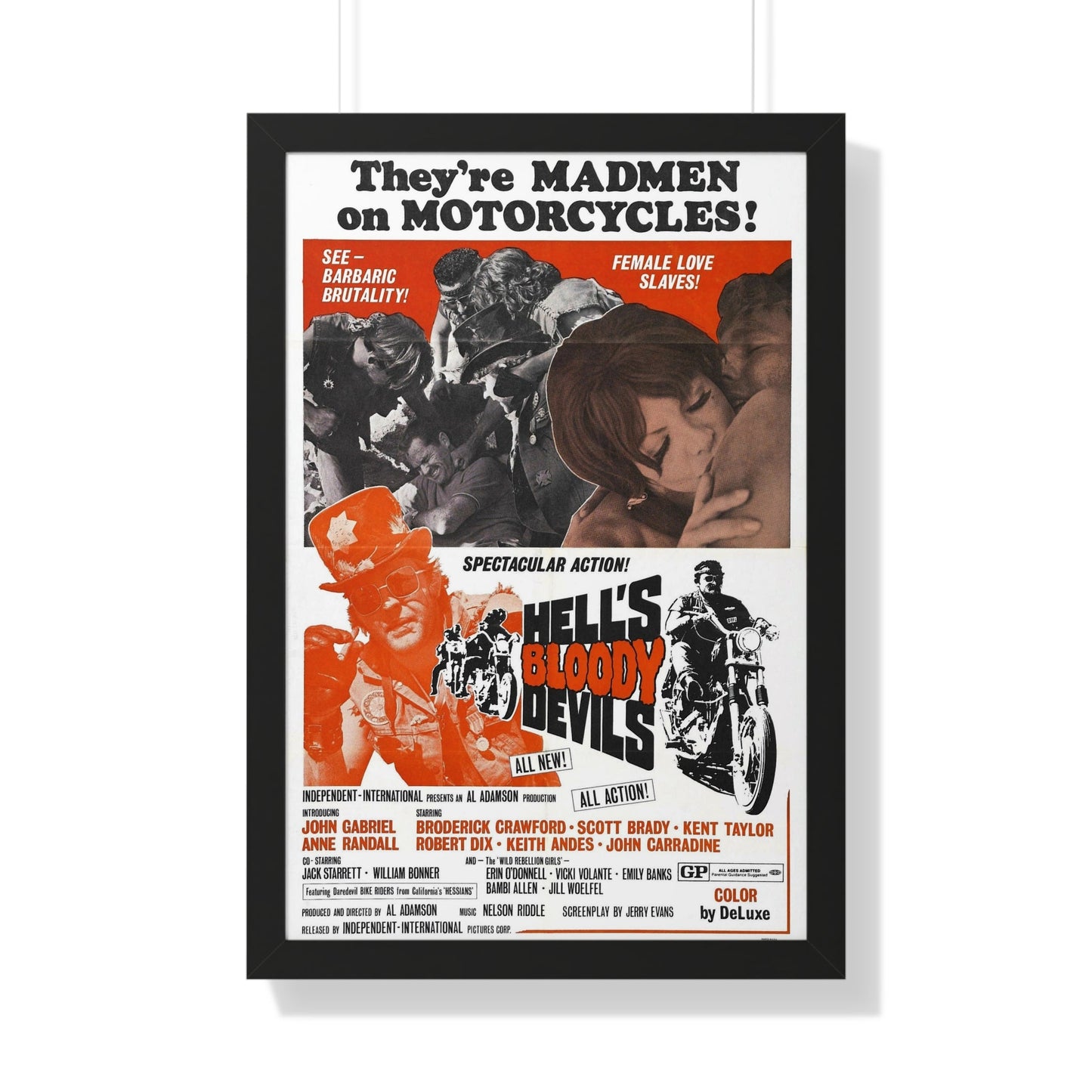 HELL'S BLOODY DEVILS 1970 - Framed Movie Poster-20" x 30"-The Sticker Space