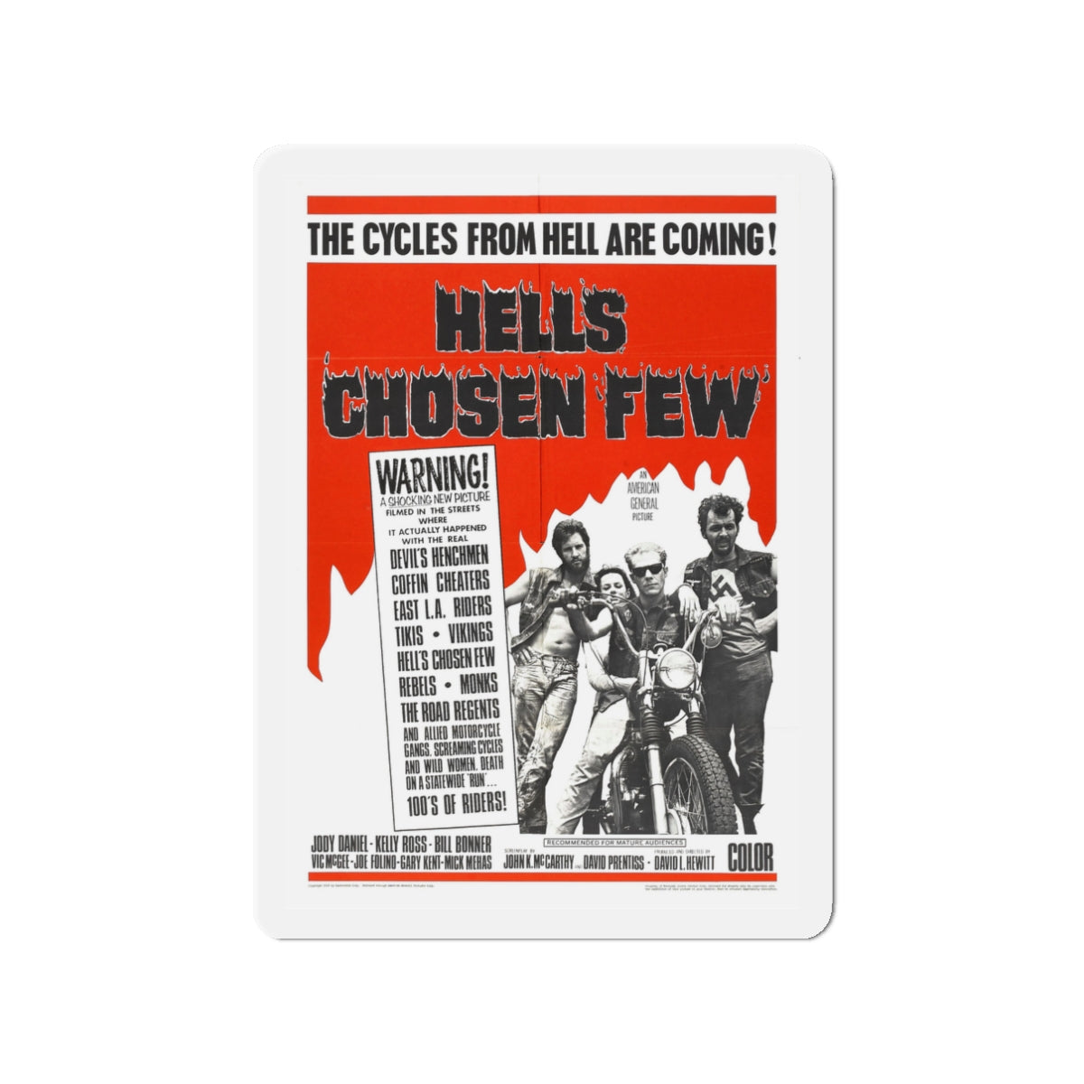 HELL'S CHOSEN FEW 1968 Movie Poster - Die-Cut Magnet-3" x 3"-The Sticker Space