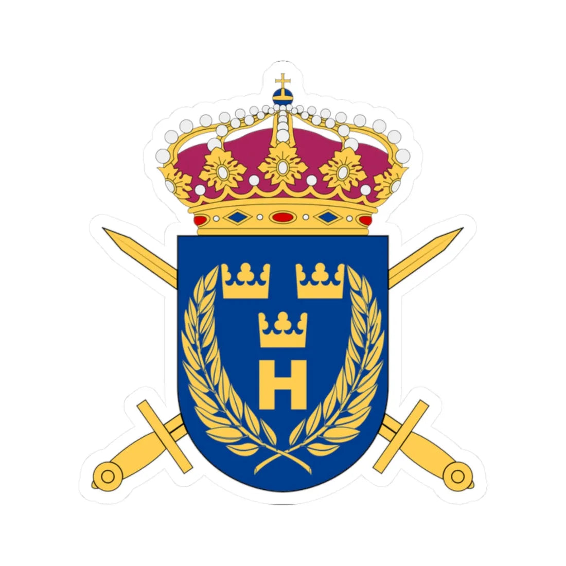 Hemvärnets stridsskola vapen (Sweden) (Coat of Arms) STICKER Vinyl Kiss-Cut Decal 2 Inch White - The Sticker Space
