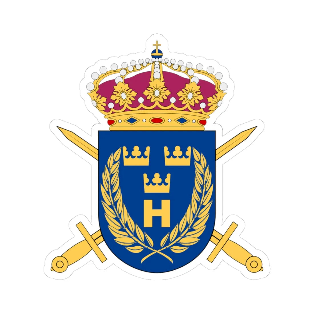 Hemvärnets stridsskola vapen (Sweden) (Coat of Arms) STICKER Vinyl Kiss-Cut Decal 3 Inch White - The Sticker Space
