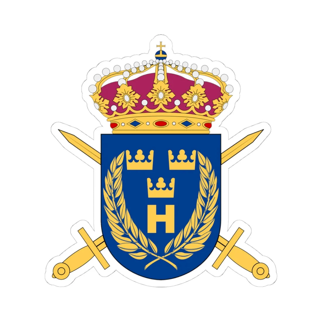 Hemvärnets stridsskola vapen (Sweden) (Coat of Arms) STICKER Vinyl Kiss-Cut Decal 4 Inch White - The Sticker Space