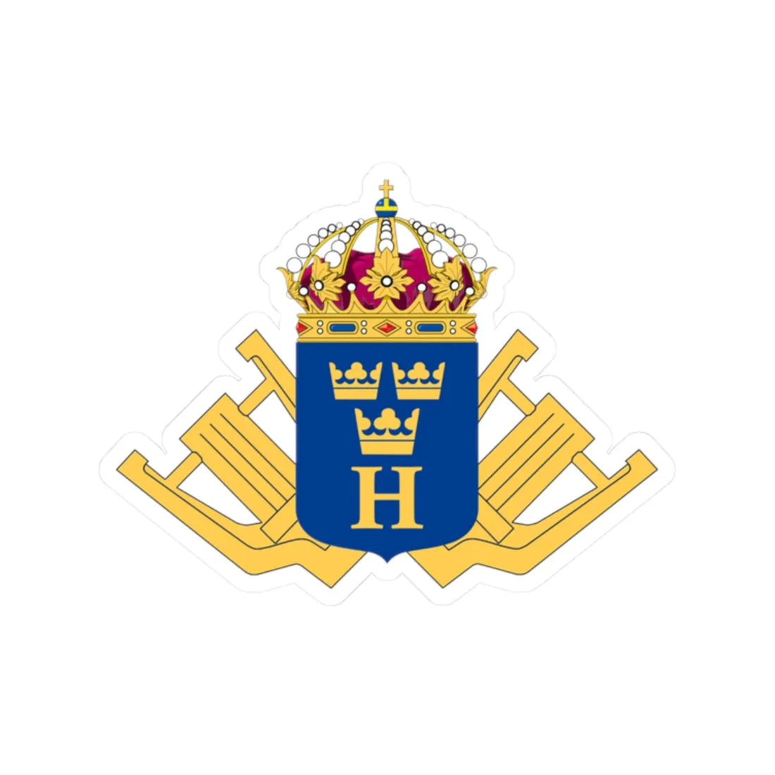 Hemvärnsmusiken vapen (Sweden) (Coat of Arms) STICKER Vinyl Kiss-Cut Decal 2 Inch White - The Sticker Space