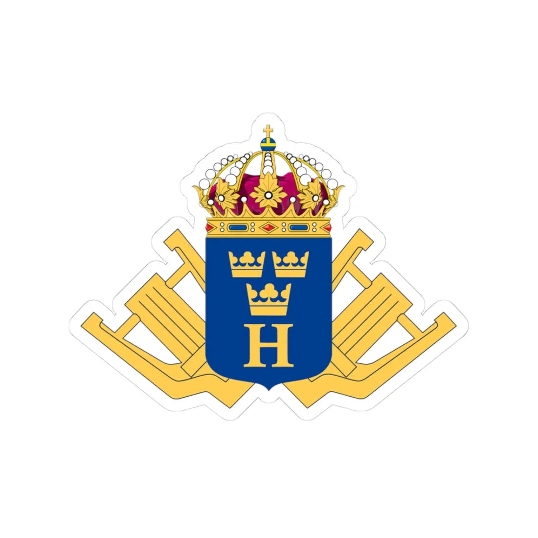 Hemvärnsmusiken vapen (Sweden) (Coat of Arms) STICKER Vinyl Kiss-Cut Decal 3 Inch White - The Sticker Space